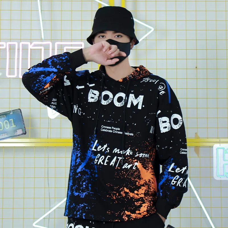 

Мужской свитер с капюшоном, Новинка осени 2022, модный брендовый свободный свитер с принтом, мужская куртка с длинным рукавом и узором