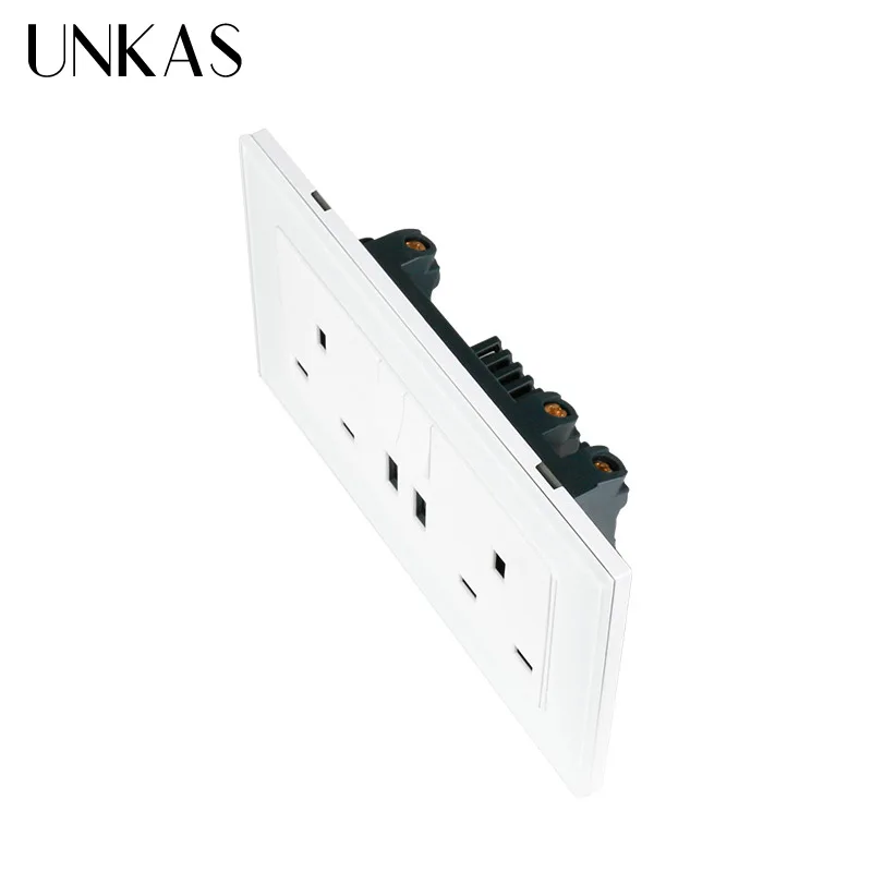 UNKAS Стекло Панель 13A двойной Великобритании Стандартный выход переключается с 2.1A