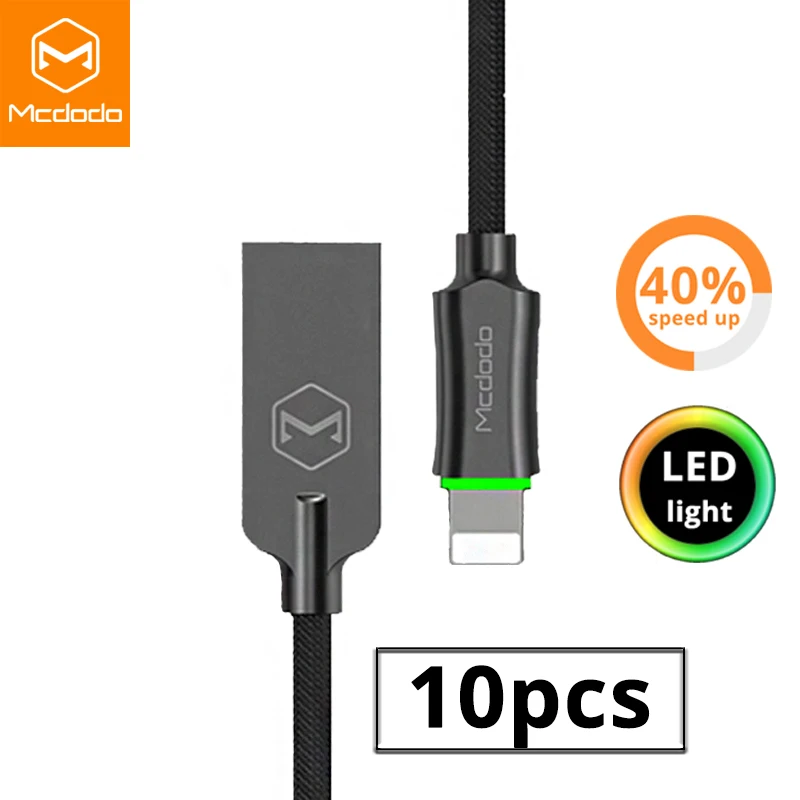 10 шт./лот MCDODO USB кабель для iPhone X XR XS MAX 8 7 6s 6 plus 5 быстрой зарядки зарядное устройство