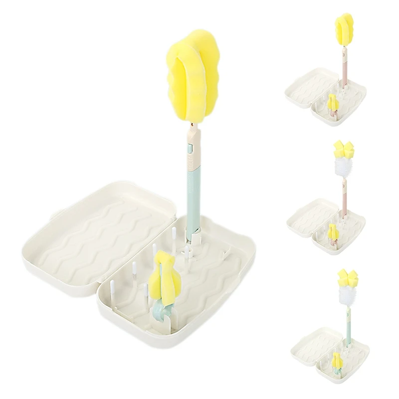 

Portable Feeding Bottle Cleaning and Draining Set for Travel Gl Cup Cleaning Bottle Brush Drying Rack