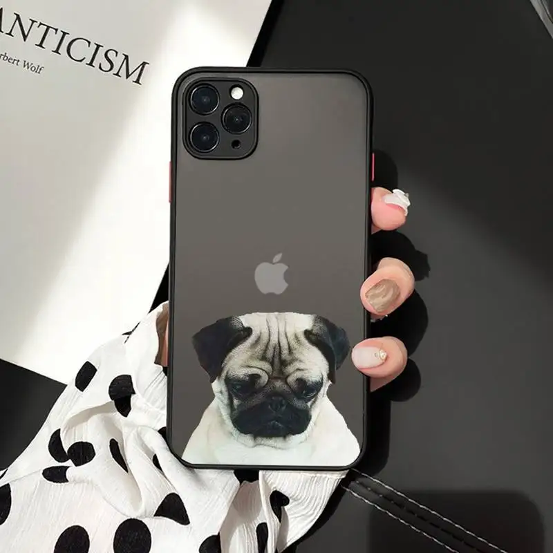 

Pug Dog French Bulldog cute animal Phone Cases matte transparent For iphone 7 8 11 12 plus mini x xs xr pro max cover