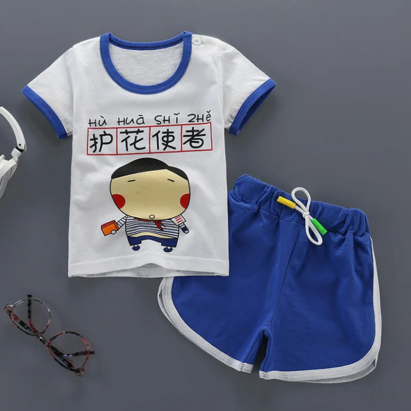 kids wear summer short-sleeved T-shirt beach pants two-piece striped plaid fashion sports suit hot sale child quality clothing | Детская