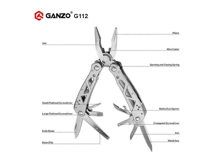 G112 Ganzo 26 в 1 из нержавеющей стали длинный нос EDC G202 складные многофункциональные плоскогубцы инструмент портативный нож Ручные Инструменты Наборы складные инструменты - Цвет: G112