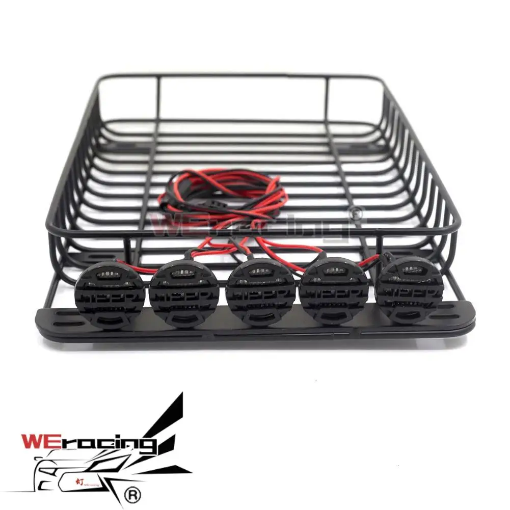 

Metal Roof Rack With 5 Led Lights For 1:10 Rock Crawler Scx10 D90 Tf2 Trx4 Luggage Rack