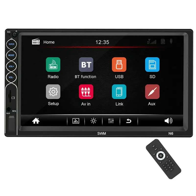 SWM стерео 2 DIN Bluetooth USB AUX радио приемник 7 дюймов сенсорный экран MP5 плеер UI дизайн с реверсивным изображением головное устройство - Цвет: B