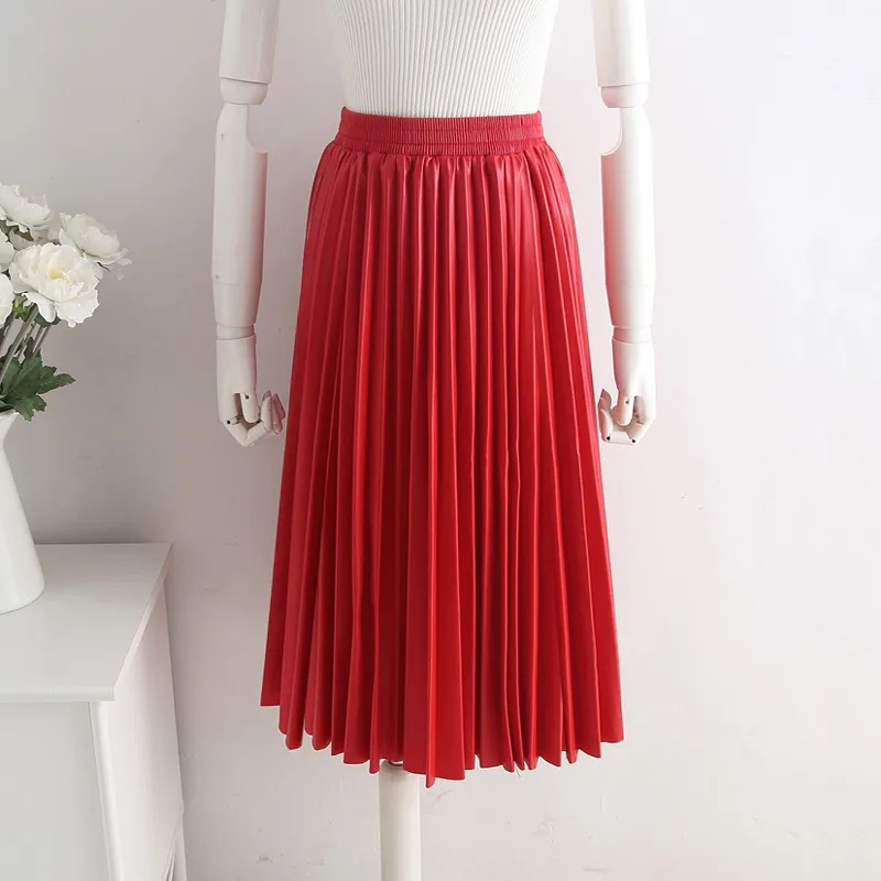 Осенние плотные гофрированные длинные юбки трапециевидной формы из