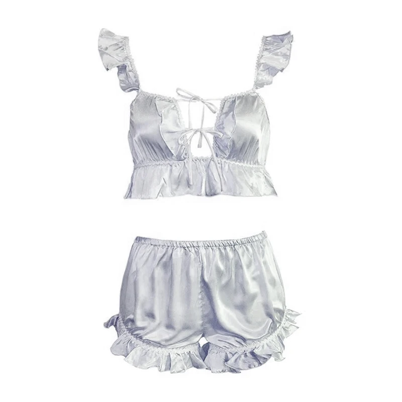 

Sexy Satin Pajamas set Silk Spaghetti Strap Tops Shorts Underwear Set Pijama Mujer Summer Pajamas for Women Sleepwear Nightwear