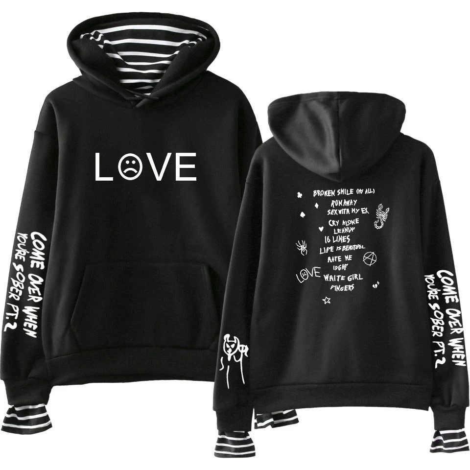 

Newest Lil Peep Fashion Hip Hop Fake Two Piece Hoodies Women Long Sleeve Hooded Sweatshirt Hot Sale Streetwear Clothes Dropship