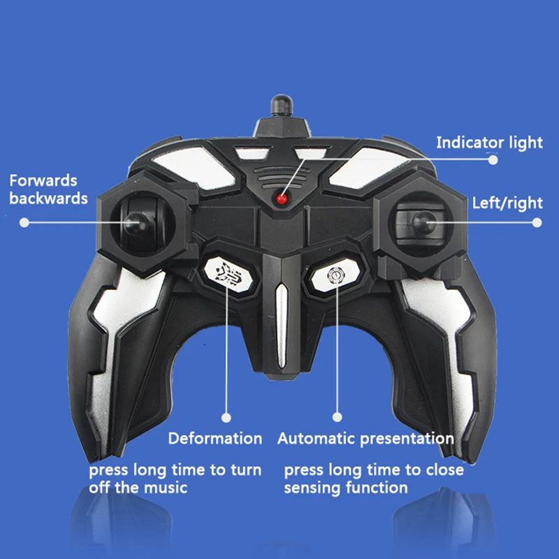 

1:12 RC Car Toy 38 cm 2.4Ghz Induction Transformation Robot Electric LED Music Deformation Remote Control Cars Toys for Kids A04