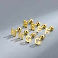 1 pair of cute 925 sterling silver geometric english letters stud earrings for women gold silver alphabet