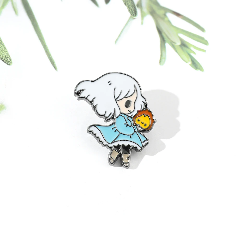 Howl's Moving Castle твердая эмалированная булавка Милая мультяшная брошь в виде медали