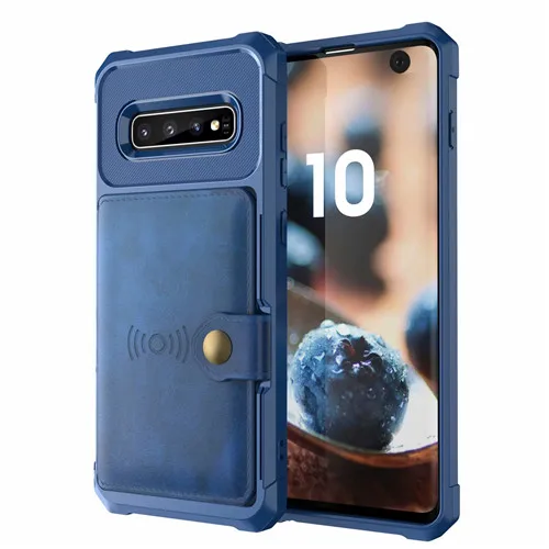 Для samsung Galaxy S10 S10E S9 Plus Note 9 10 Plus Pro противоударный Магнитный чехол-бумажник для карт для samsung S 10 9 Plus - Цвет: Синий