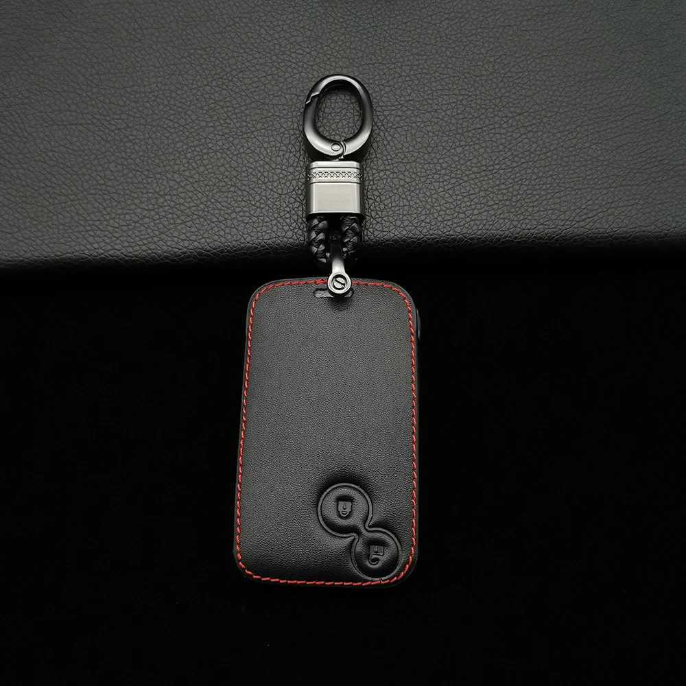 

Car Key Case, Leather Protective Cover With 2 Buttons For Renault Clio Logan Megane 2 3 Koleos Scenery Card Protect Shell