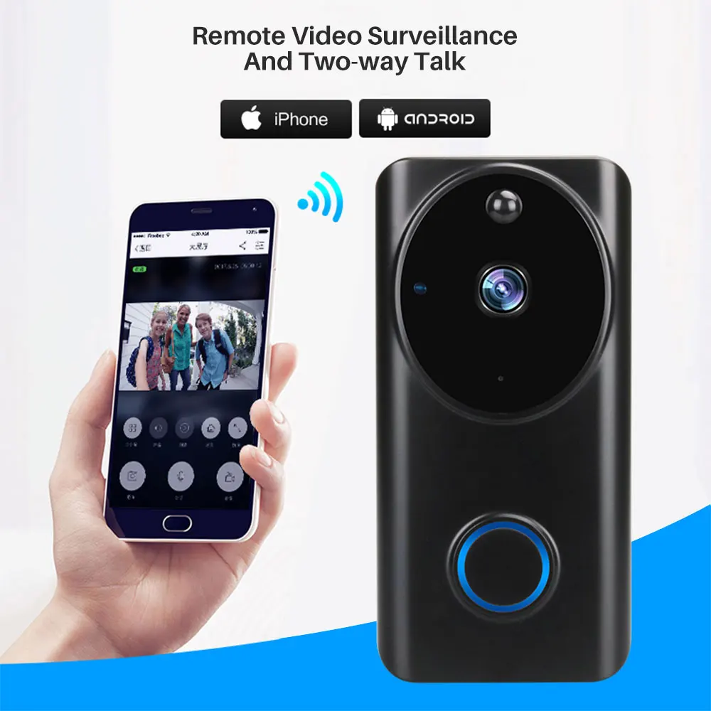 Умный дверной звонок с Wi Fi 1080P двусторонняя связь PIR монитор движения Домашняя