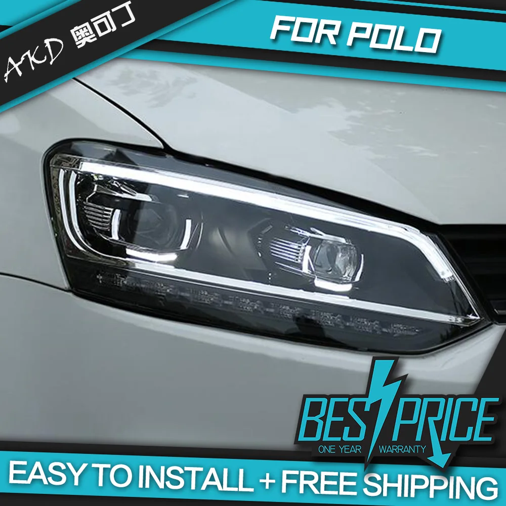 АКД автомобилей Стайлинг фар для VW Polo 2011 2018 фары светодиодный ходовые огни