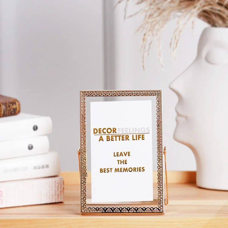 

Metal Square Photo Frame Luxury Ornament Art Modern Baby Poster Fashion Photo Frame Desk Marco Fotos Home Decor BK50XK