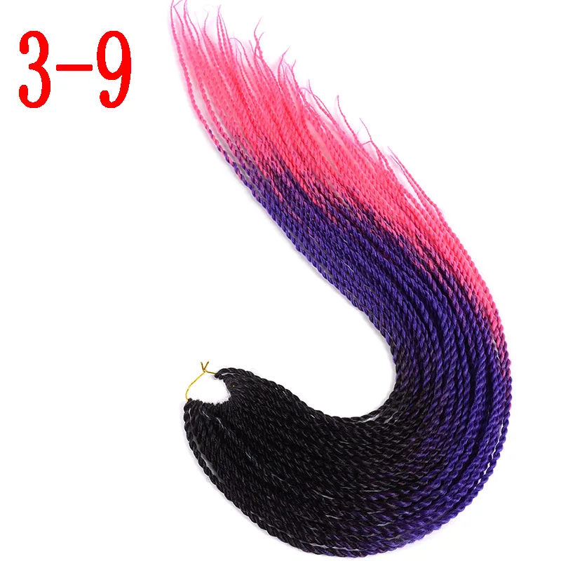 3-9 MERISIHAIR Ombre Сенегальские крученые волосы на крючках косички 24 дюйма 30 корней/упаковка синтетические косички волосы для женщин серый, синий, розовый, бро - Цвет: 3-9