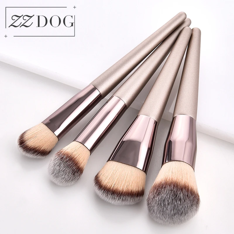 

ZZDOG 4Pcs Champagne Professional Makeup Brushes Set For Cosmetics Powder Shadow Foundation Blush Highlight Blending Beauty Tool