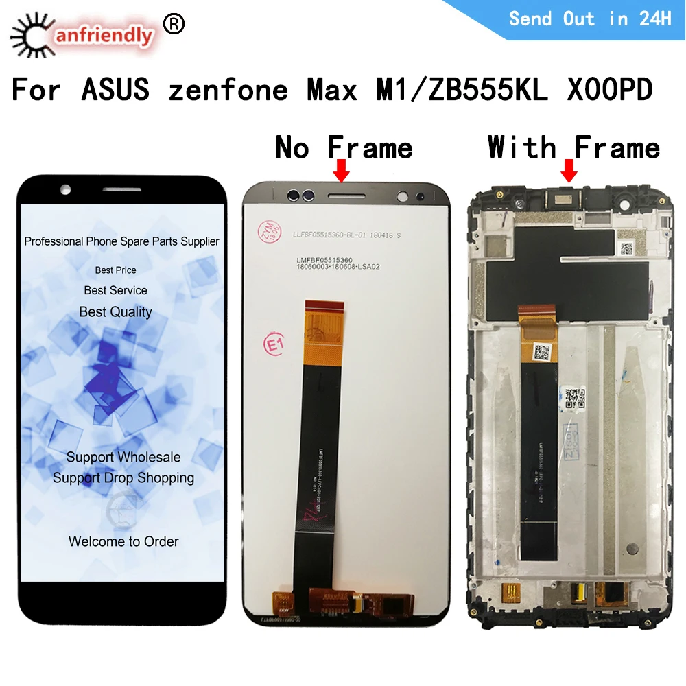 ЖК дисплей для ASUS Zenfone Max M1 ZB555KL X00PD сенсорная панель дигитайзер экрана с рамкой в