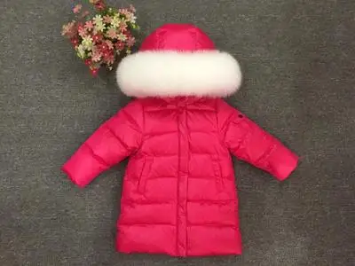 color 15 fox fur Утепленные парки с натуральным енотовым мехом для мальчиков и девочек на температуру до-30 градусов, для русской зимы длинное пуховое пальто 90, куртка пальто, одежда для маленьких детей - Цвет: color 15 fox fur