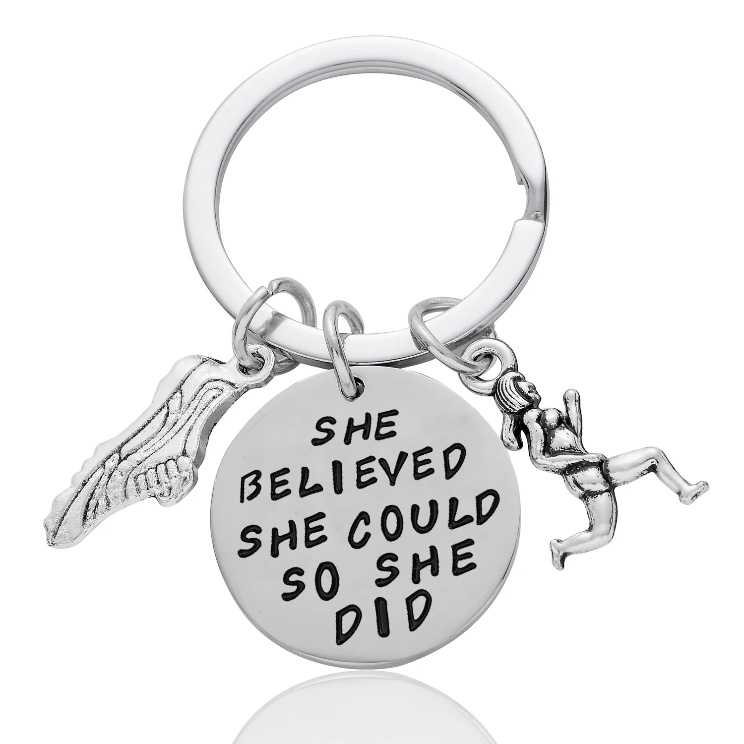 

36PCs She Believed She Could So She Did Keychains Runner Shoes Charm Pendant Keyrings Women Girls Sportsmen Gift Jewelry Fashion