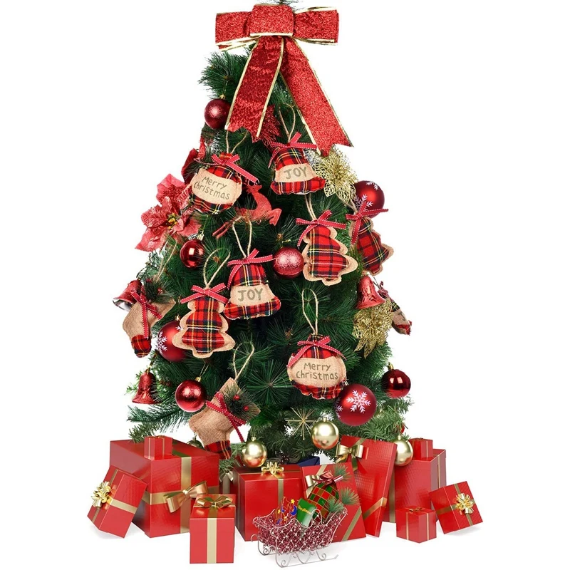 

Christmas Burlap Tree Ornaments Hanging Decorations,Christmas Stocking Tree Ball Bell Shape Christmas Party Decoration
