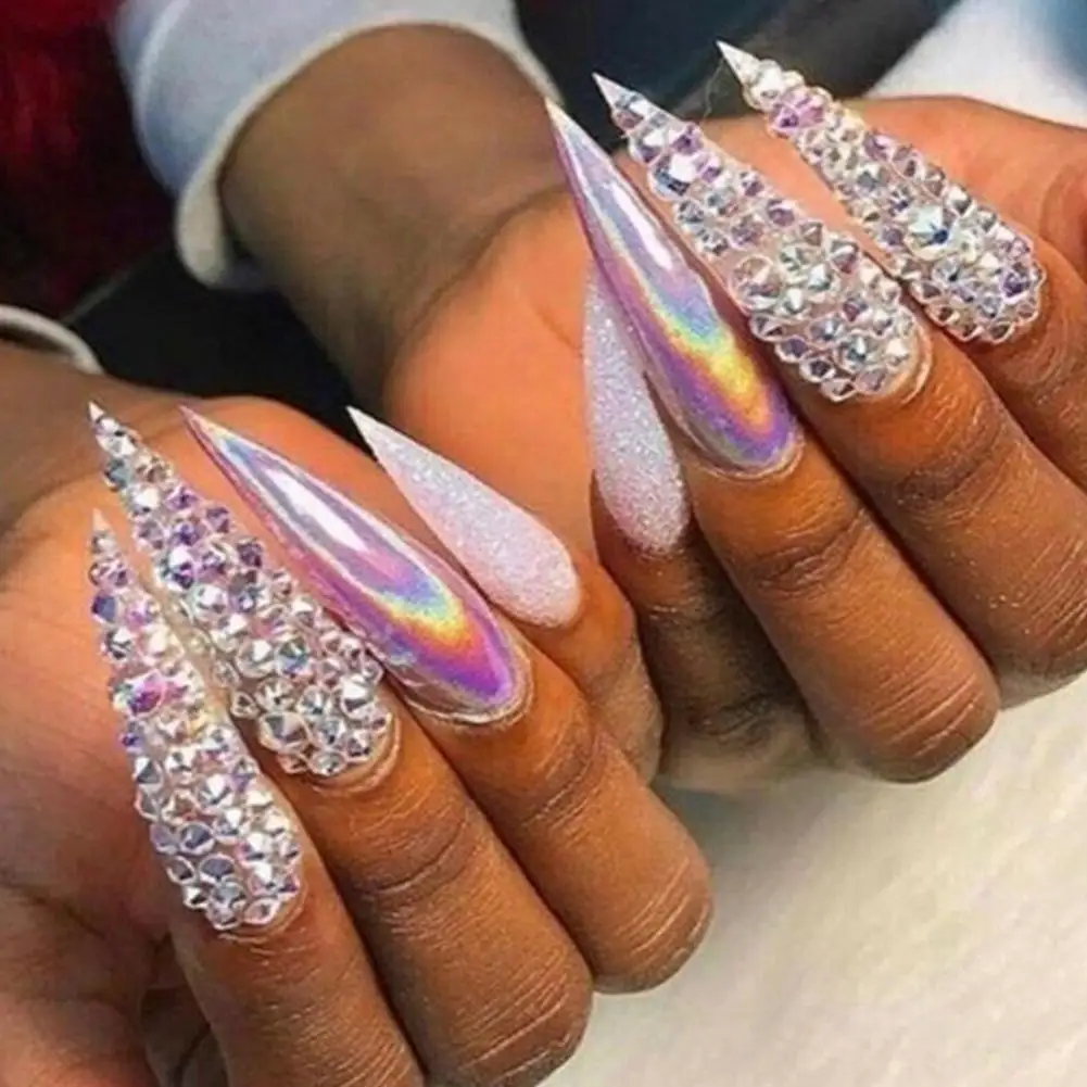 

3D Glamour Nails 1 Box Art Deco New Stones And Crystals On Nailart Nails B Gold Stickers Transparent Accessories Champagne Q2F6