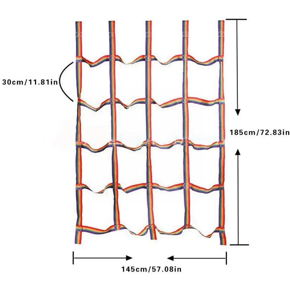 

Outdoor Children Climbing Net Rainbow Ribbon Net Physical Child Ladder Step Net Playground Swing Hanging Climbing Training M8C3