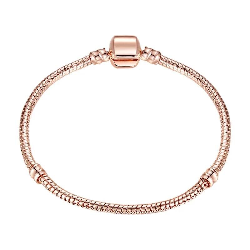 

Basic Single Chain Round Snake Bone Bracelet Cross-Border DIY Rose Gold Buckle Chain Charm Bracelets for Women