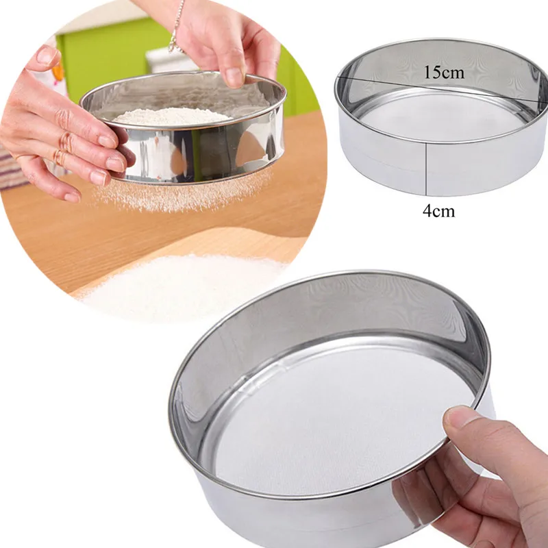 

Professinal Kitchen Stainless Steel Flour Mesh Sugar Powder Sifter Strainer Flour Sieve Baking Tools Durable Accessories