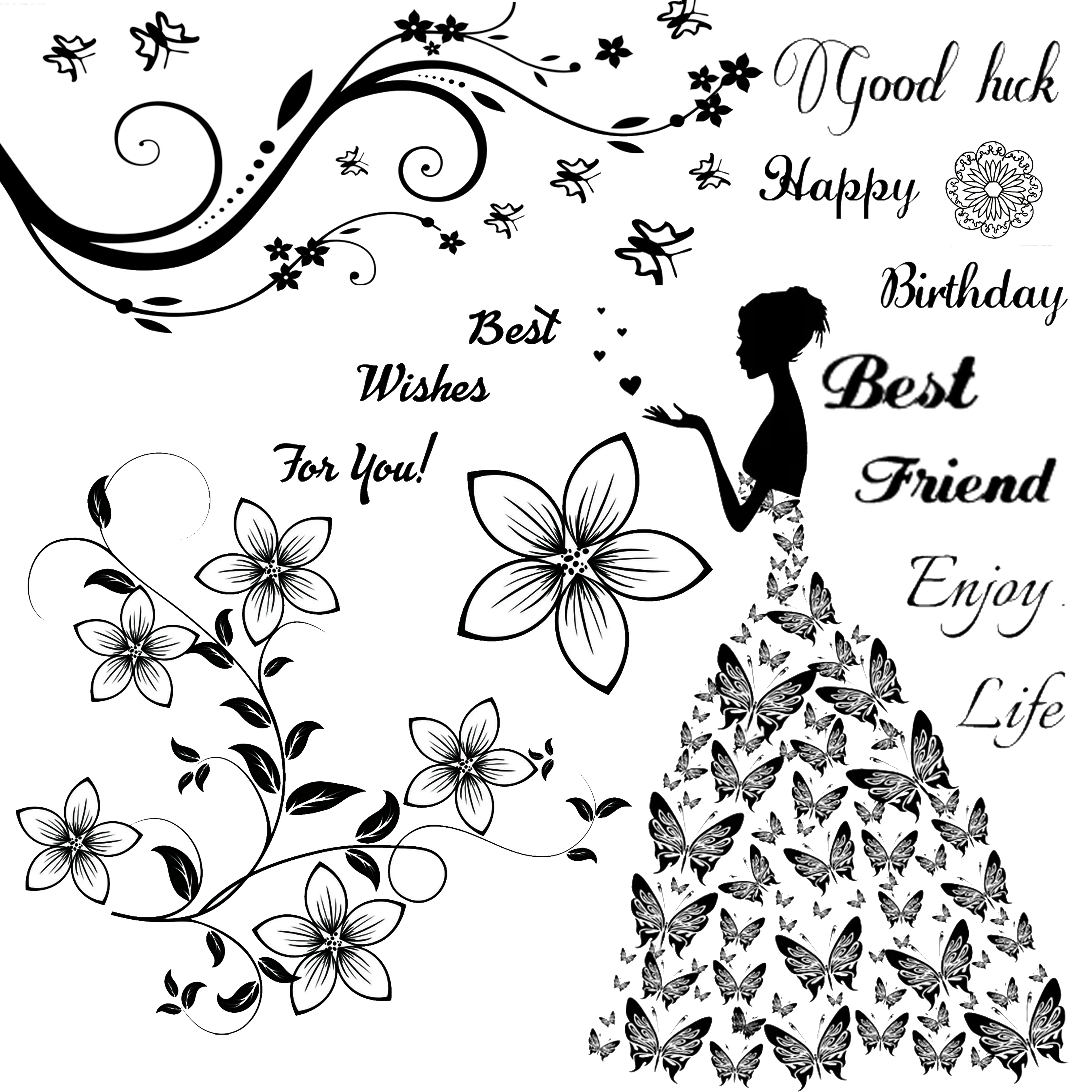 

Butterfly Girl Transparent Clear Stamps For Scrapbooking Card Making Photo Album Silicone Stamp DIY Decorative Crafts