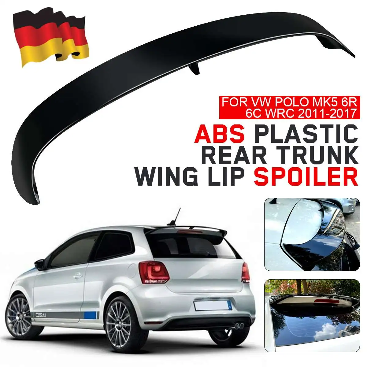 

Gloss Black For VW Polo MK5 6R 6C WRC 2011-2017 Car Rear Trunk Wing Lip Spoiler Rear Roof Spoiler Wing Car Trunk Spoiler