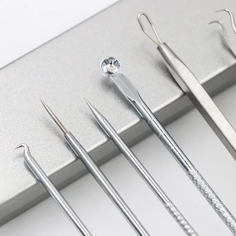 

6pcs/7pcs/8pcs Stainless Steel Blackhead Remover Tool Kit Professional Blackhead Acne Comedone Pimple Blemish Extractor Beauty