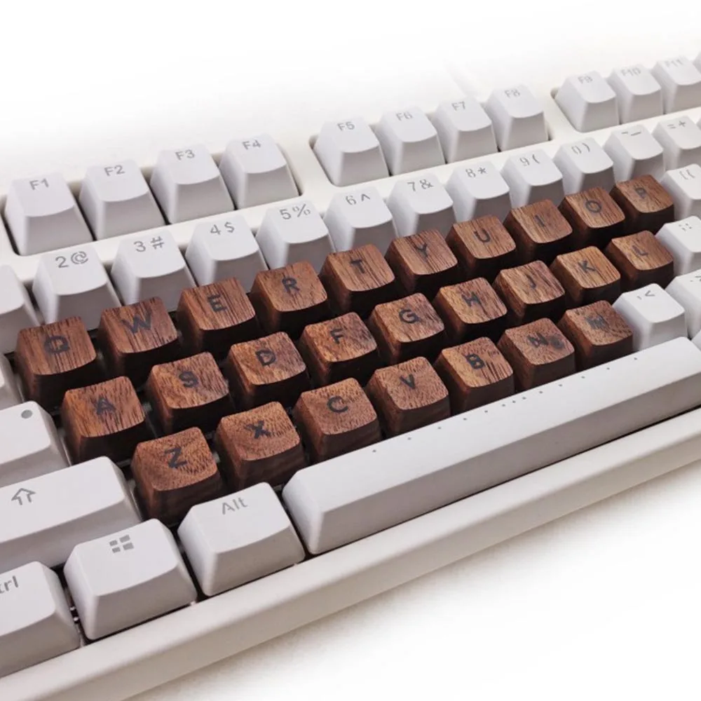 Solid Wood Backlit Keycaps For Cherry Mx Switch Mechanical Gaming Keyboard Customized OEM Profile Black Walnut Wooden Key Caps