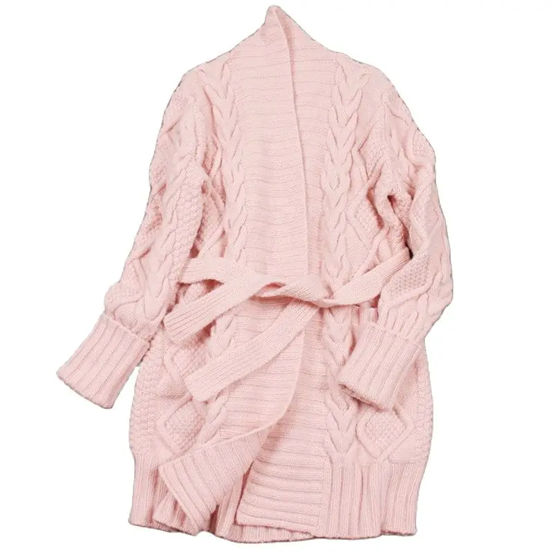 hand made high grade goat cashmere knit add thick women fashion sashes mid long cardigan coat S-XL wholesale retail customize |