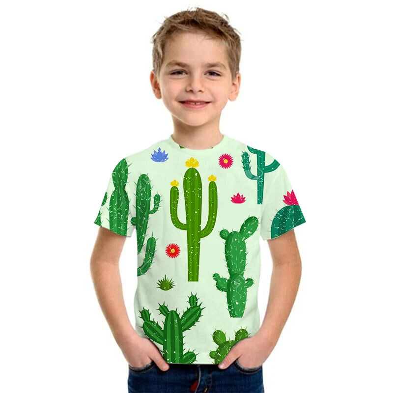 Футболка детская с 3D принтом кактуса модная хипстерская рубашка рисунком для