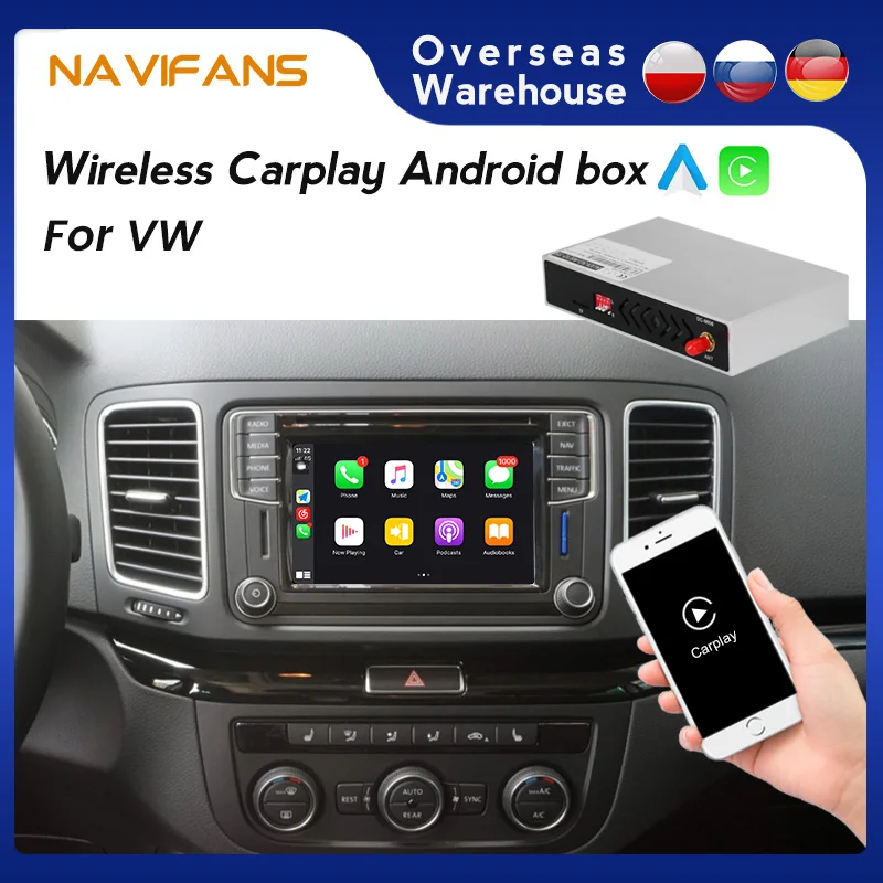 Android мультимедийный беспроводной Apple CarPlay авто для Volkswagen Passat B7 B8 Fabia Golf Polo MIB