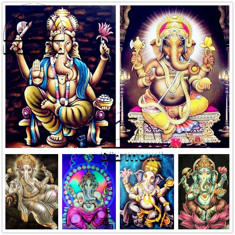 

Full Square/round Drill Diamond Painting India Elephant God Mosaic Art Diamond Embroidery Cross Stitch Religious Home Decor