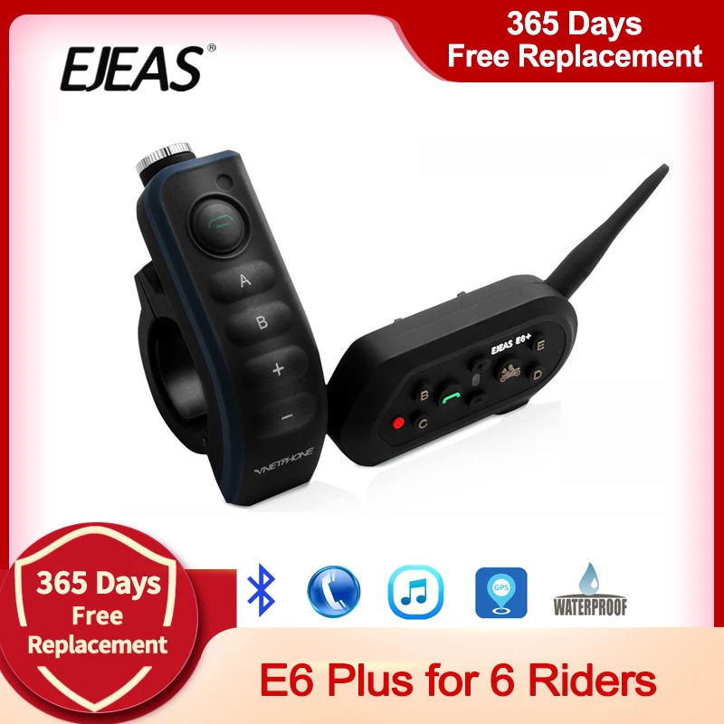 Домофон EJEAS E6 Plus для мотоцикла коммуникатор 1200 м Bluetooth гарнитура шлема VOX с
