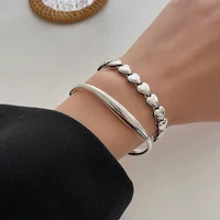 ventfille silver color heart bangle bracelet for women girl gift vintage love cool design jewelry wholesale