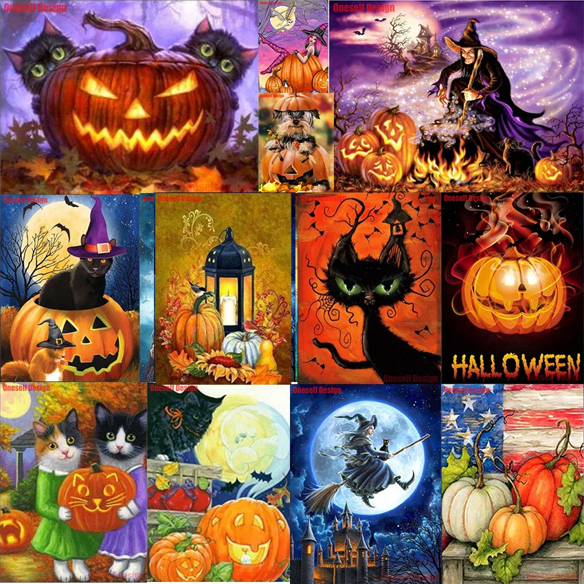 

2019Halloween gift pumpkin lantern diamond painting full square/round diy diamond mosaic sale diamond embroidery pumpkin lantern