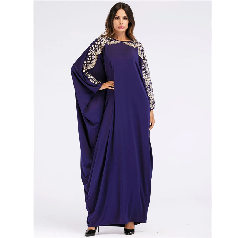 Свободное мослим Абая Дубай 2019 новый стиль Блестки синий мусульманский длинный