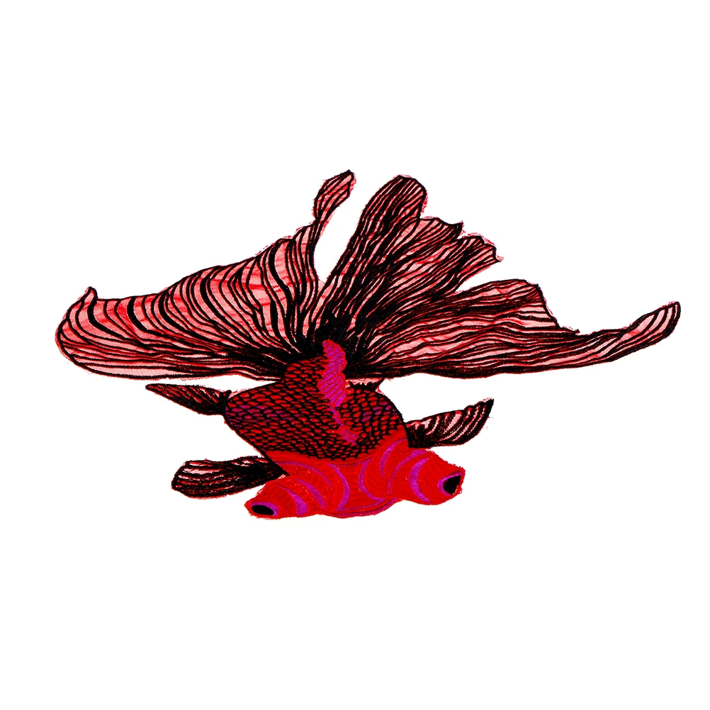 

1 PCS Lace Neckline collar 38*35 Big Fish Embroidered Patches Sewing for Clothes Applique Diy Accessory Suppliers Sticker