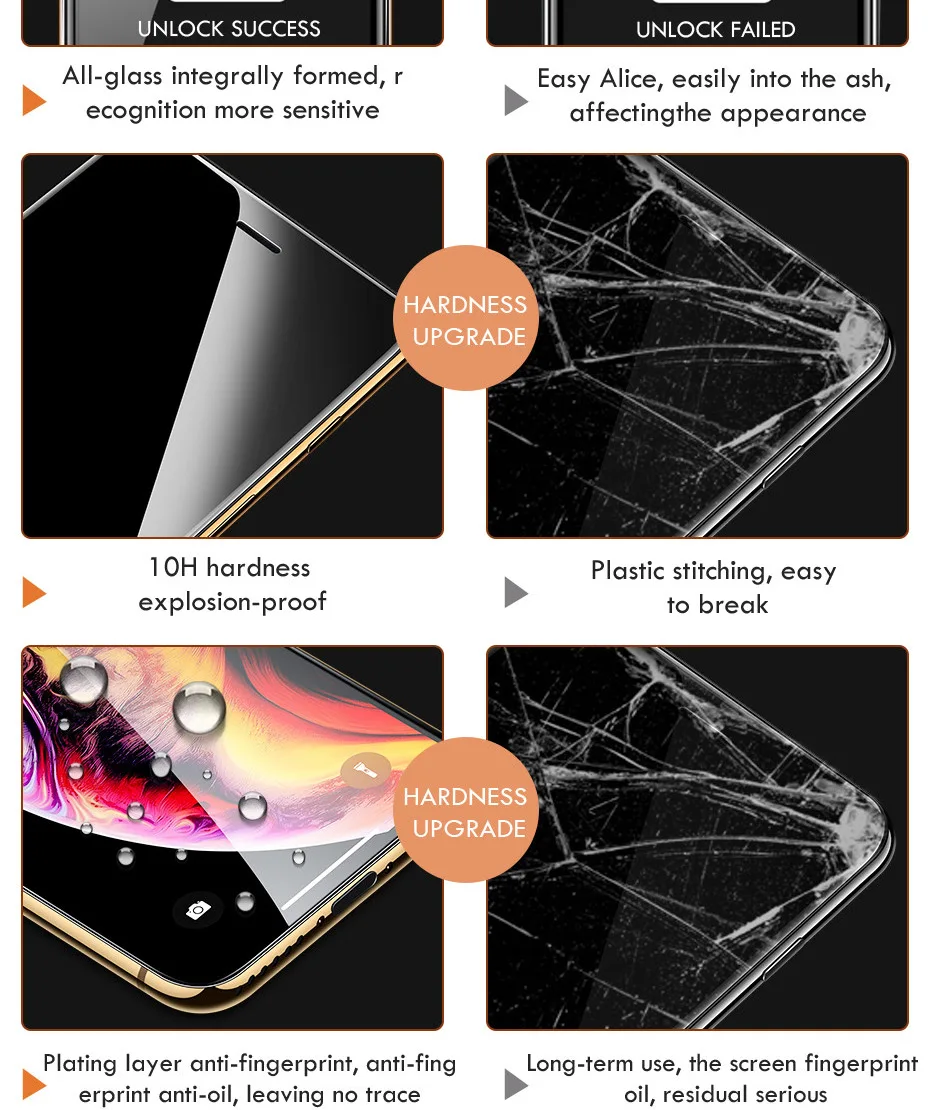 15D полное защитное стекло с закругленными краями для iPhone 7 8 6 6S Plus, закаленное защитное стекло для X XR XS Max