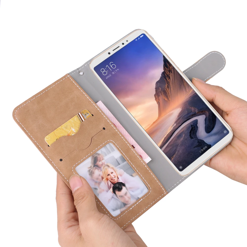Роскошный винтажный Чехол для Xiaomi Mi Max 2 3 Mix 4 кожаный флип-кошелек с подставкой