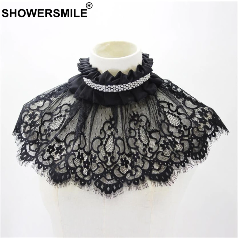 SHOWERSMILE съемные воротники для женщин кружевной Цветочный черный жемчужный
