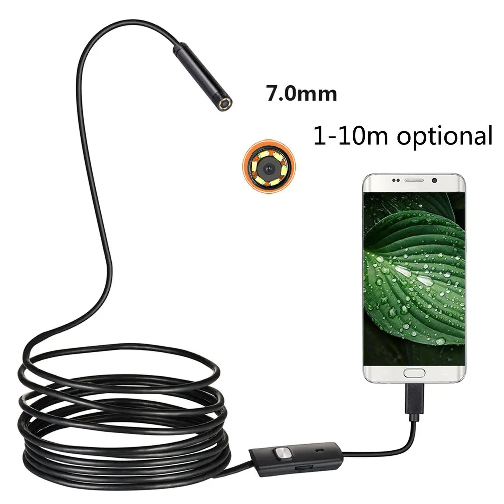 

7mm Endoscope Camera Flexible IP67 Waterproof Micro USB Inspection Borescope Camera for PC Notebook 6LEDs Adjustable