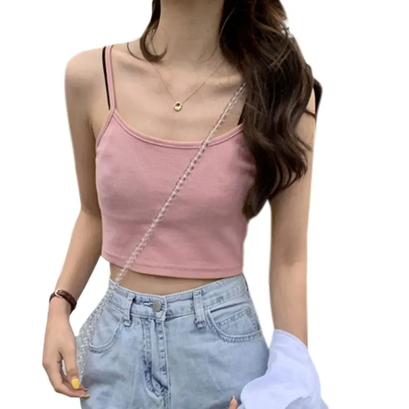 Фото Women Summer Sexy Navel Camis Vest Solid Color Spaghetti Strap Basic Crop Top 63HC Женская одежда Women Summer Sexy Navel Camis Vest Solid Color Spaghetti Strap Basic Crop Top 63HC Женская одежда