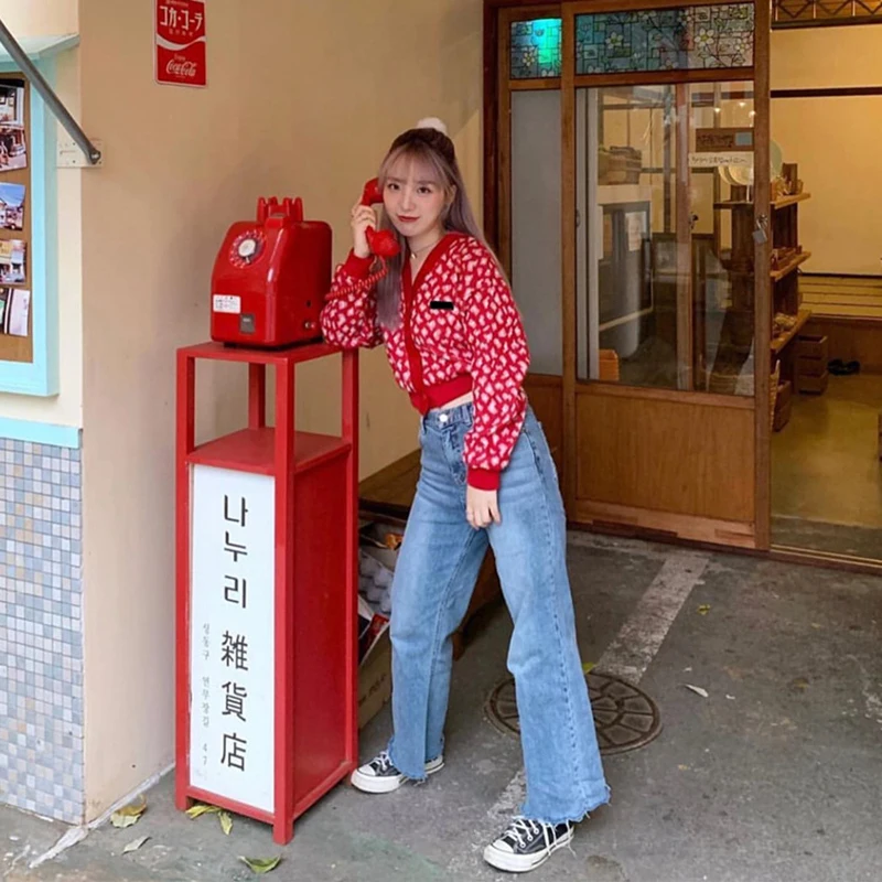 Весенне-осенний Новый вязаный кардиган с принтом в Корейском стиле коллекция 2020