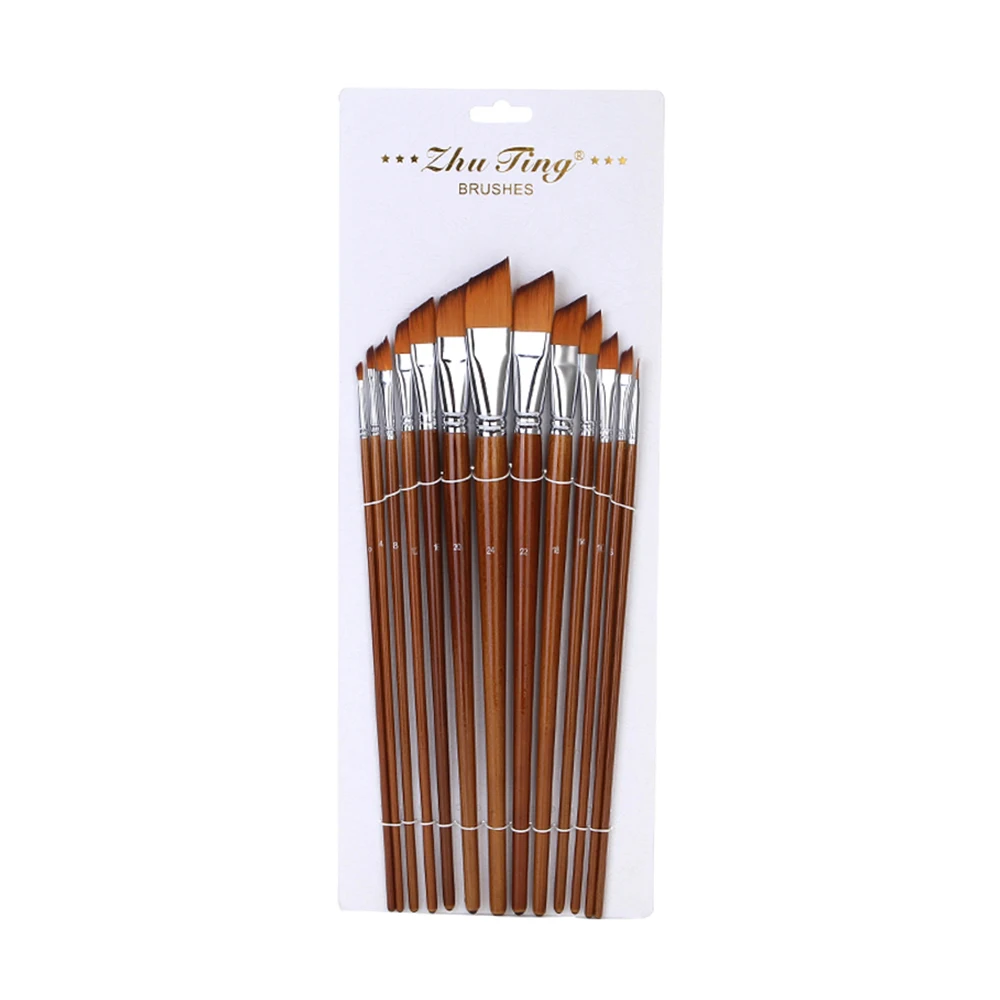 

13pcs Professional Art Paint Brushes Set Long Wooden Handle Nylon Hair Paintbrush for Painting Drawing Art Supplies